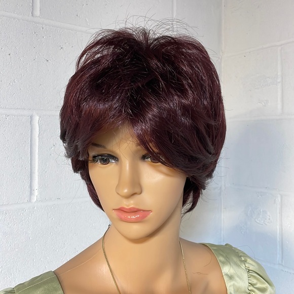 NWT 11” natural volume puff series burgundy magenta wine volume short full top - Picture 9 of 16